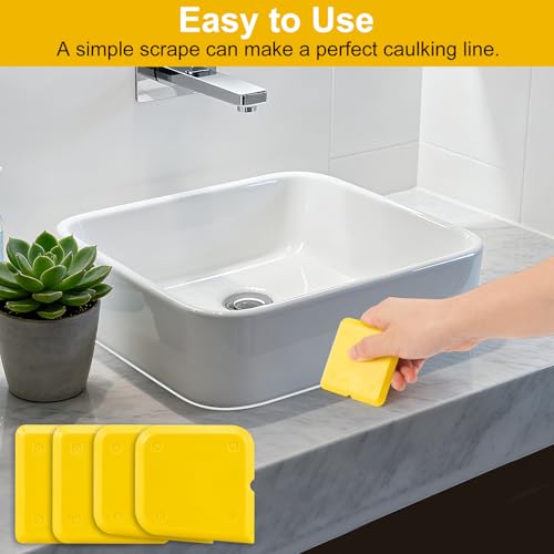 Silicone Caulking Tool Kit, 4 Pieces Caulk Tool Set of Caulk Finishing Tool Grout Sealer Applicator Caulk Smoothing Tool for Kitchen Shower Room & Bathroom Caulk,Compatible with Caulk Remover Tool