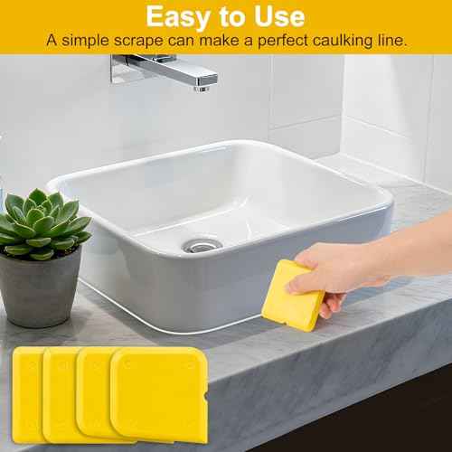 Silicone Caulking Tool Kit, 4 Pieces Caulk Tool Set of Caulk Finishing Tool Grout Sealer Applicator Caulk Smoothing Tool for Kitchen Shower Room & Bathroom Caulk,Compatible with Caulk Remover Tool