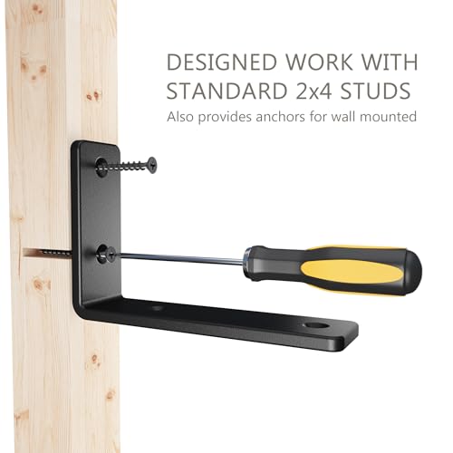 NEODROP 4-Pack Heavy Duty 6 Inch Wall Shelf Brackets - Black Steel Floating Support