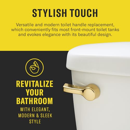 Qualihome Brass Polished Front Mount Toilet Handle Replacement Kit - Heavy-Duty Flush Lever