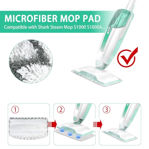 Heavy-Duty Shark Steam Mop Replacement Pads – S1000/S1001C Series, 4-Pack Microfiber Washable Pads