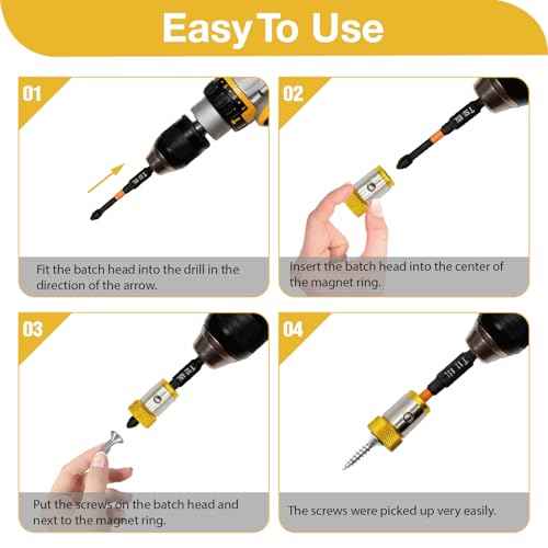6 Pieces Strong Magnetic Screw Ring, 1/4 Inch/ 6.35 mm Universal Magnetic Screw Ring Bit for Hex Screwdriver and Power Bits