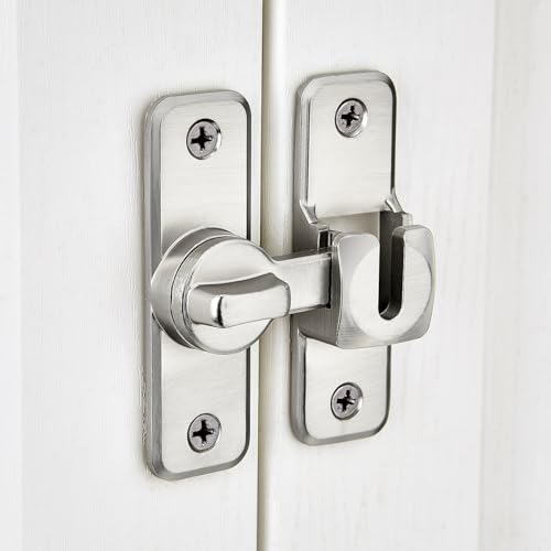 INIRET Silvery 90/180 Degree Flip Latch Zinc Alloy Barn Door Lock - Variation 1