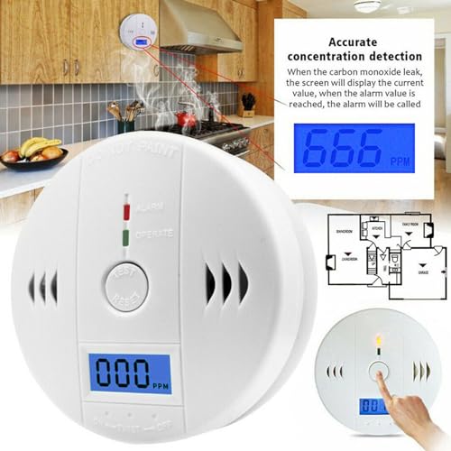 Carbon Monoxide Detector Alarm, CO Alarms for Kitchen Basements Travel Home Office House Bedroom Living Room Car, Battery Operated,Comply with UL 217/2034 (1-Pack)