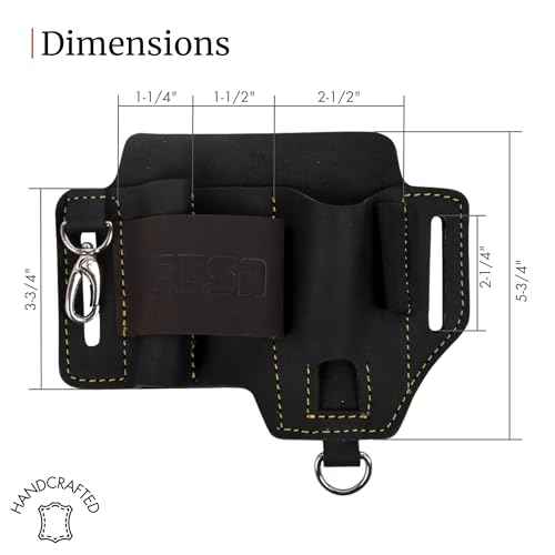 FESA Leather Multitool Sheath for Belt - Leather EDC Pouch Organizer for Tactical Pocket Knife, Flashlight & Pen - with Swivel Snap Hook - Work & Everyday Use Utility EDC Belt Pouch for Men