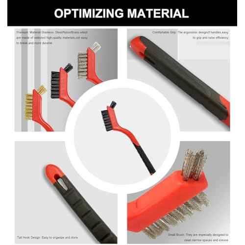 Rust Remover 3 Pack Small Wire Brush, Brass Wire Brush Tool Rust Remover for Metal (3 Brass Red)