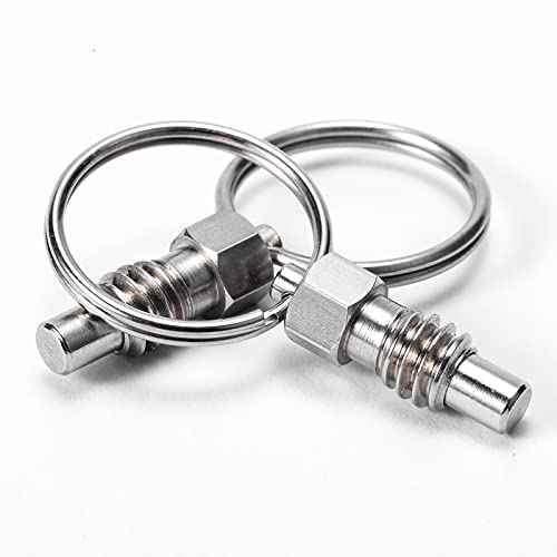 2 Packs Spring Plunger with Pull Ring, 1/4"- 20 Thread Size, 0.31" Thread Length, Stainless Steel Non-Locking Type Stubby Hand-Retractable Spring Plunger Index Plunger