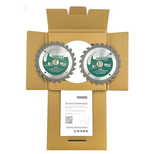 TOMAX 2 Pack 5-1/2 Inch 24 Tooth ATB General Purpose and Trimming Saw Blade, Cordless Trim Saw Blade with 5/8-Inch Arbor (1/2-Inch and 10-mm Reducer Bushings Include)