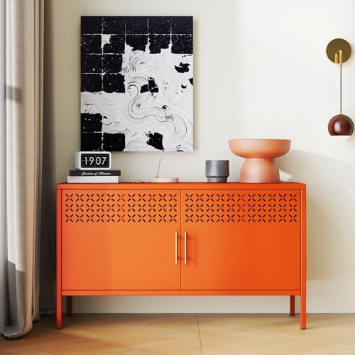 Metal Locker Cabinet with Adjustable Shelf & Magnetic Lock - Office & Home Storage, Orange