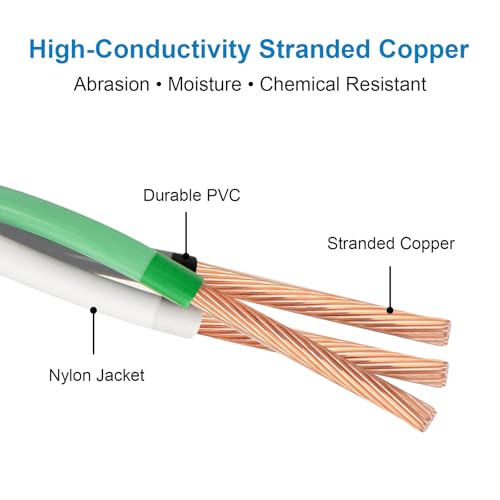 50FT 12 AWG THHN Wire Set - Black White Green Stranded Copper Conductors