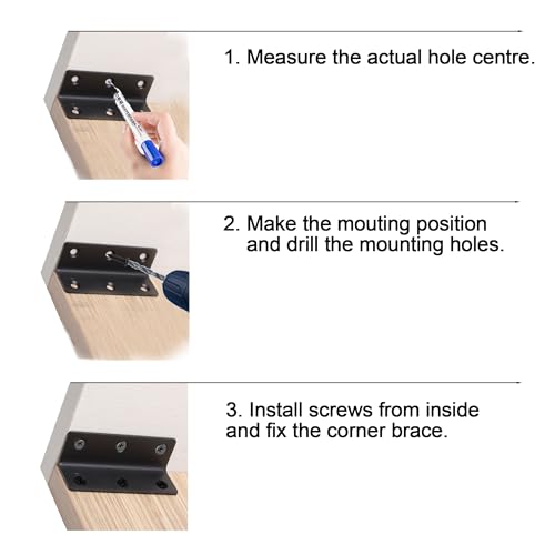 Redunest 10 Pack 3.2 Inch Heavy Duty Black Corner Brackets for Furniture