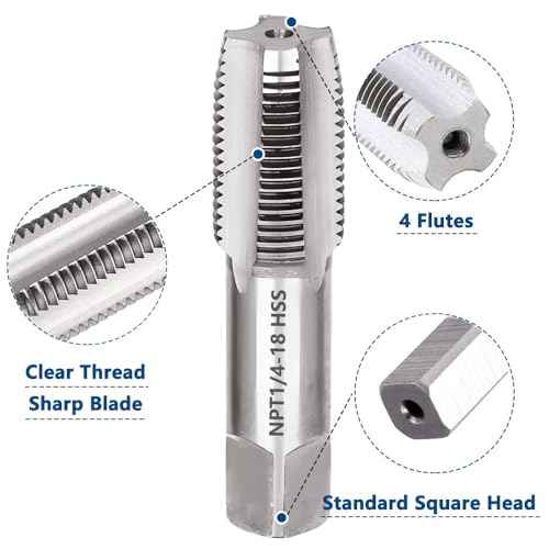 2pcs 1/4"-18 NPT Pipe Tap Set, High Speed Steel Tapered Pipe Thread Tap for Cleaning or Re-Thread Damaged or Jam Pipe Threads