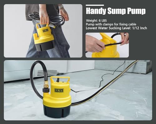 6699 1/4 HP Submersible Utility Pump 1500 GPH Water Transfer Pump Thermoplastic