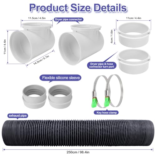 Nightyling Dryer Vent Hose Kit for Tight Spaces, 90° Elbow Connector, Vacuum Tube & Duct Adapter