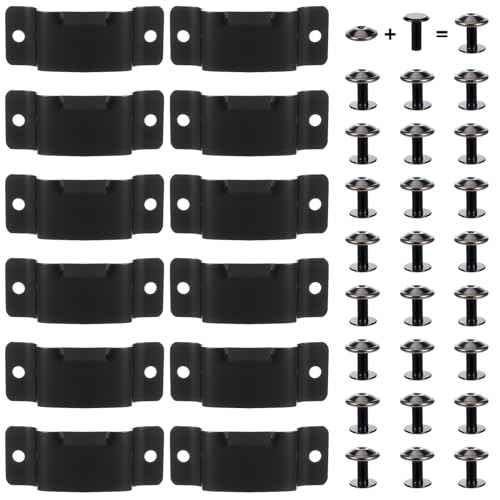 12Pcs Black Tap Measure Clips, Metal Tape Holder Clips, Bench Belt Universal Tool with Screws Stainless Steel Tool, Hanger Storage Dock for Mount Drill Power Measures and Belt Clip, Black