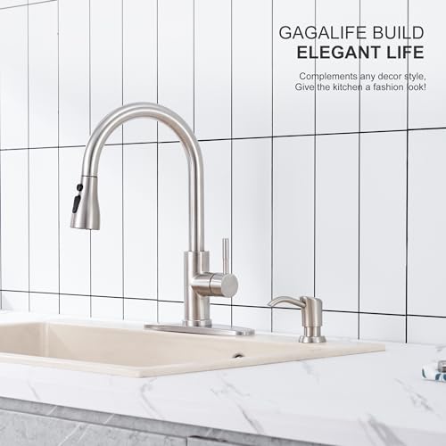 GAGALIFE Brushed Nickel Dish Soap Dispenser 17 oz for Kitchen Sink
