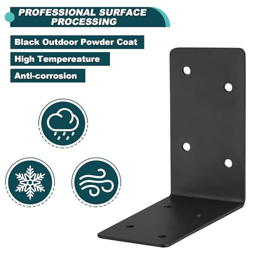20Pcs Heavy Duty 4x4x2 Black L Corner Brackets for DIY Furniture Reinforcement