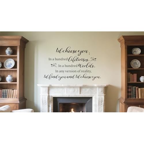 Inspirational Love Quotes Wall Decals, I'd Choose You in a Hundred World¡¦Love Words Vinyl DIY Removable Wall Stickers for Marriage Wedding Couple Lover Romantic Wall Decor for Family Home