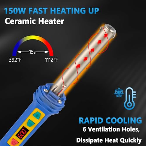 GNI Upgraded 150W LED Digital Adjustable Temperature Plastic Welder, 106PCS Welding Rods Repair Kit, 4 Tips 3 IN 1 Soldering Iron Kit, Plastic Welding Kit for DIY Bumper Kayaks