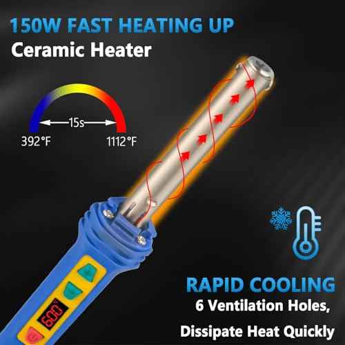 GNI Upgraded 150W LED Digital Adjustable Temperature Plastic Welder, 106PCS Welding Rods Repair Kit, 4 Tips 3 IN 1 Soldering Iron Kit, Plastic Welding Kit for DIY Bumper Kayaks