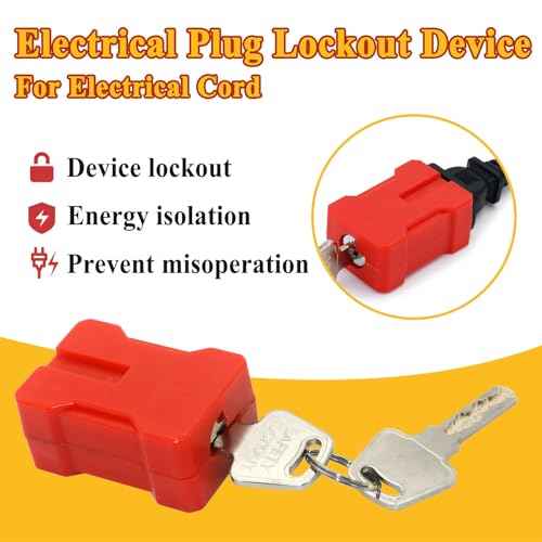 7397 Electrical Plug Lockout Device with 2 Keys, Fits for Standard 2&3 Pronged Plugs, Safety Assurance Device