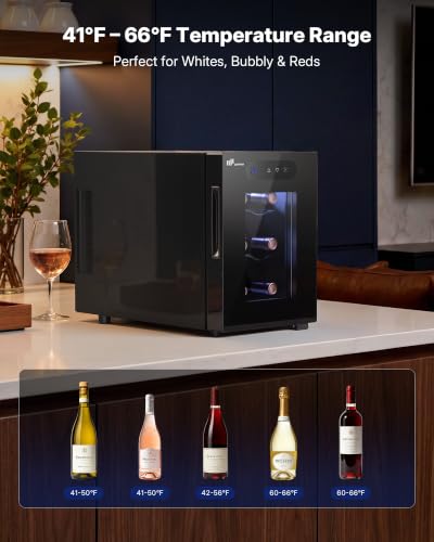 Upstreman 6 Bottle Compact Thermoelectric Wine Cooler - Small Fridge, Model: 6-bottle-0.6 cu.ft