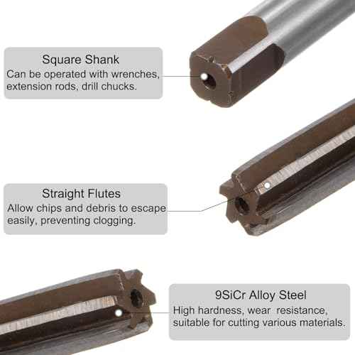 uxcell 4pcs Hand Reamers Set 1/8" 3/16" 1/4" 5/16" H8 Alloy Steel Reamer Bit Straight Flutes Steel Cutting Tool for Metal Wood Hole Reaming