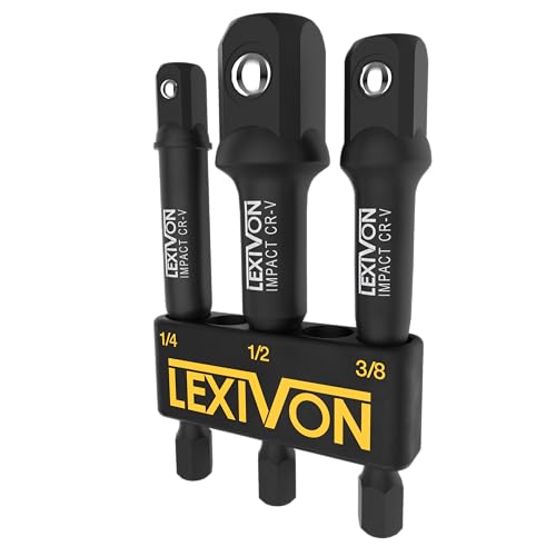 LEXIVON Impact Grade Socket Adapter Set, 3" Extension Bit With Holder