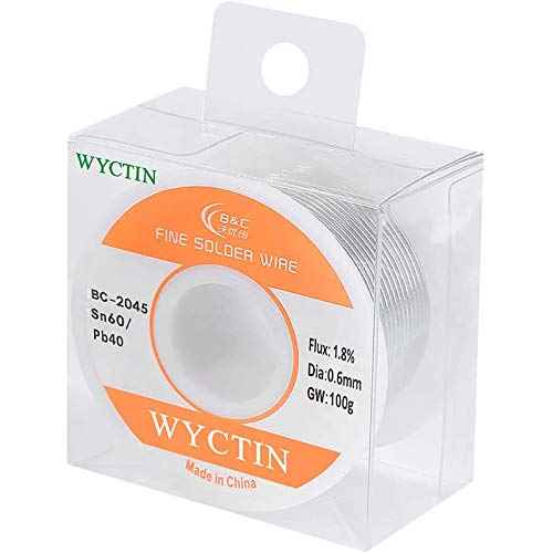 WYCTIN 60-40 Tin Lead Solder Wire with Resin Core for Electrical Repair Soldering 0.6mm 100g