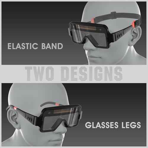 YESWELDER True Color Solar Powered Auto Darkening Welding Goggles, 2 Sensors Welder Glasses for TIG MIG MMA Plasma