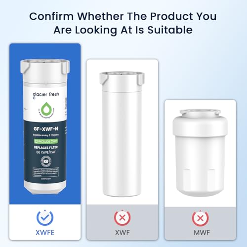 Glacier Fresh XWFE Refrigerator Water Filter Pack of 1 - Compatible with GE