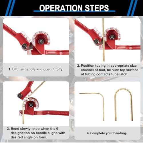 3 In 1 Tubing Bender, 0-180 Degrees Tube Bender Manual Pipe Bender Tool for 1/4 5/16 3/8 Inch Copper Aluminum Brass and Thin Steel Pipes(Red)