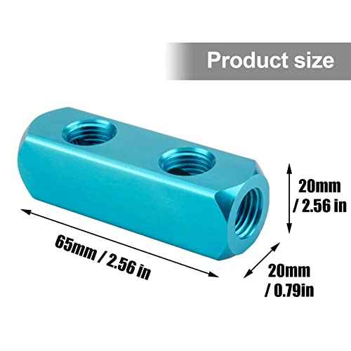 Air Manifold, 2 Way 5 Port Air Compressor Manifold, Aluminum Air Hose Inline Manifold Block Splitter, Pneumatic Manifold Air Distribution Block, NPT 1/4 Inch Supply Port, NPT 1/4 Inch Output Port