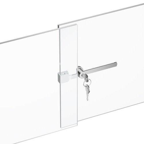 Sliding Glass Door Ratchet Lock with Chrome Finish – Keyed Alike, Fits 4-8mm Glass, Secure Showcase Display Case Lock for Cabinets, Retail Stores & Home Use - 2 Pack