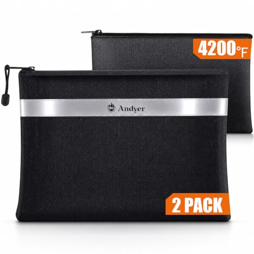 Fireproof Waterproof Document & Money Bag Set - 2 Pack Safe for Cash & Important Files