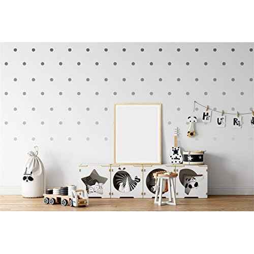 | Polka Dot Circles Round Shape Style Decoration Removable Wall Art Vinyl Decal Stickers | (Pack of 112) (Silver)