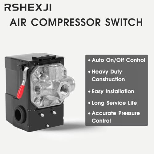 Air Compressor Pressure Switch FB10-4H, 4 Port 1/4" NPT, 95-120 PSI Pressure Control Switch for Air Compressor Parts Replacement, Central Pneumatic, Husky, Campbell Hausfeld Compatible