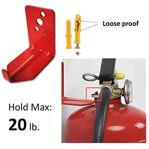 QMARK 4 Pack of Fire Extinguisher Bracket, Wall Mount Hook, Fire Extinguisher Mount up to 20 lbs, Hanger for Universal Extinguishers (Hook, 20 LB)