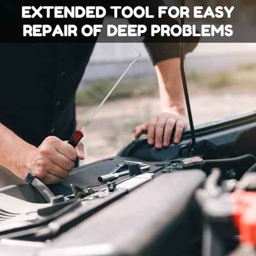 WILLBOND 4 Pcs Pick and Hook Set Precision Automotive Mechanic Picks Tools Set for Car Oil Seal Hooks Puller Remover Tools (9.45 Inches,Red)