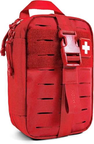 MyFak Mini First Aid Kit Red | Compact Emergency Travel Medical Kit - 70 Items
