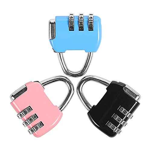 3 Pack Combination Lock 3 Digit Padlock Resettable and Waterproof for School Gym Suitcases Locker, Luggage, Briefcases, Computer Bags, Schoolbags, Backpacks, Locker, Drawers, Toolkit and Cabinets