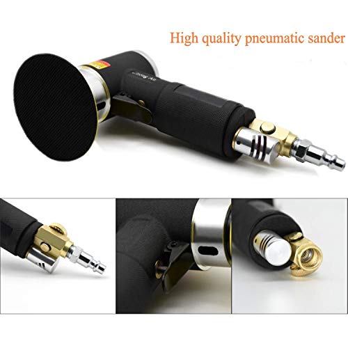 ZHONG AN 3-Inch Mini Air Orbital Sander Dual Action Polisher for Auto Body Black