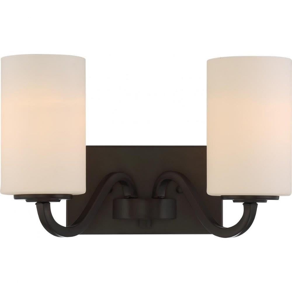 Nuvo Lighting 60/5902 Willow 2 Light 100W A19 max. Medium Base Vanity and Wall with White Glass, Aged Bronze