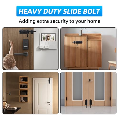 Black 6.3-Inch Heavy Duty Stainless Steel Barrel Bolt Latch for Doors & Gates