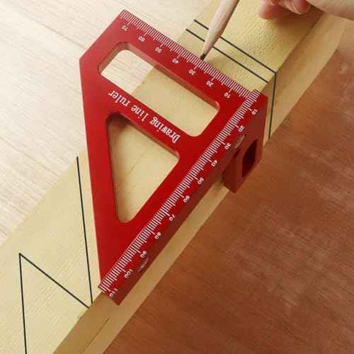 3D Multi-Angle Measuring Ruler,45/90 Degree Aluminum Alloy Woodworking Square Protractor,Drawing Line Ruler, Miter Triangle Ruler High Precision Layout Measuring Tool for Engineer Carpenter,R