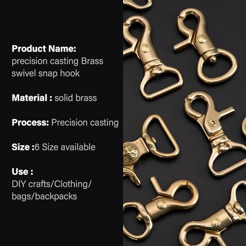 WUTA 5PCS Solid Brass Lobster Clasps Trigger Snap Hooks 35x8mm for Bags & Crafting
