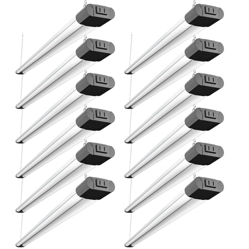 BBOUNDER Black 12-Pack 4FT LED Shop Lights 6500K Linkable 40W Commercial