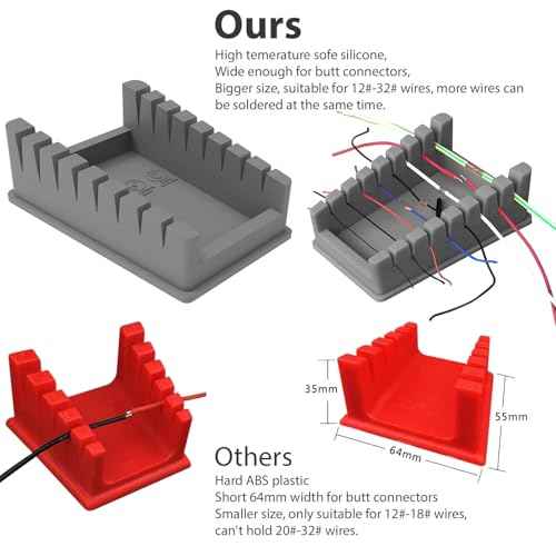 Upgraded Silicone Soldering Stand, Helping Hands Soldering Station, Soldering Wire Holder with 8 Slots Third Hand Soldering Iron Stand for 32AWG to 12AWG Wires 1 Pcs Gray with 2 Pcs Solder Sponge