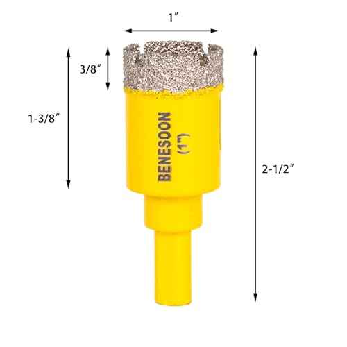 Diamond Hole Saw for Glass Ceramic Tile Granite Marble Porcelain Brick Stone, Diamond Core Drill Bits, Triangle Shank, 1 Inch 1PC