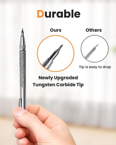 Tungsten Carbide Scriber, Knurled Aluminum Handle, 4-Pack with Bonus